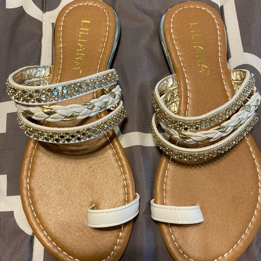 Flat white sandals